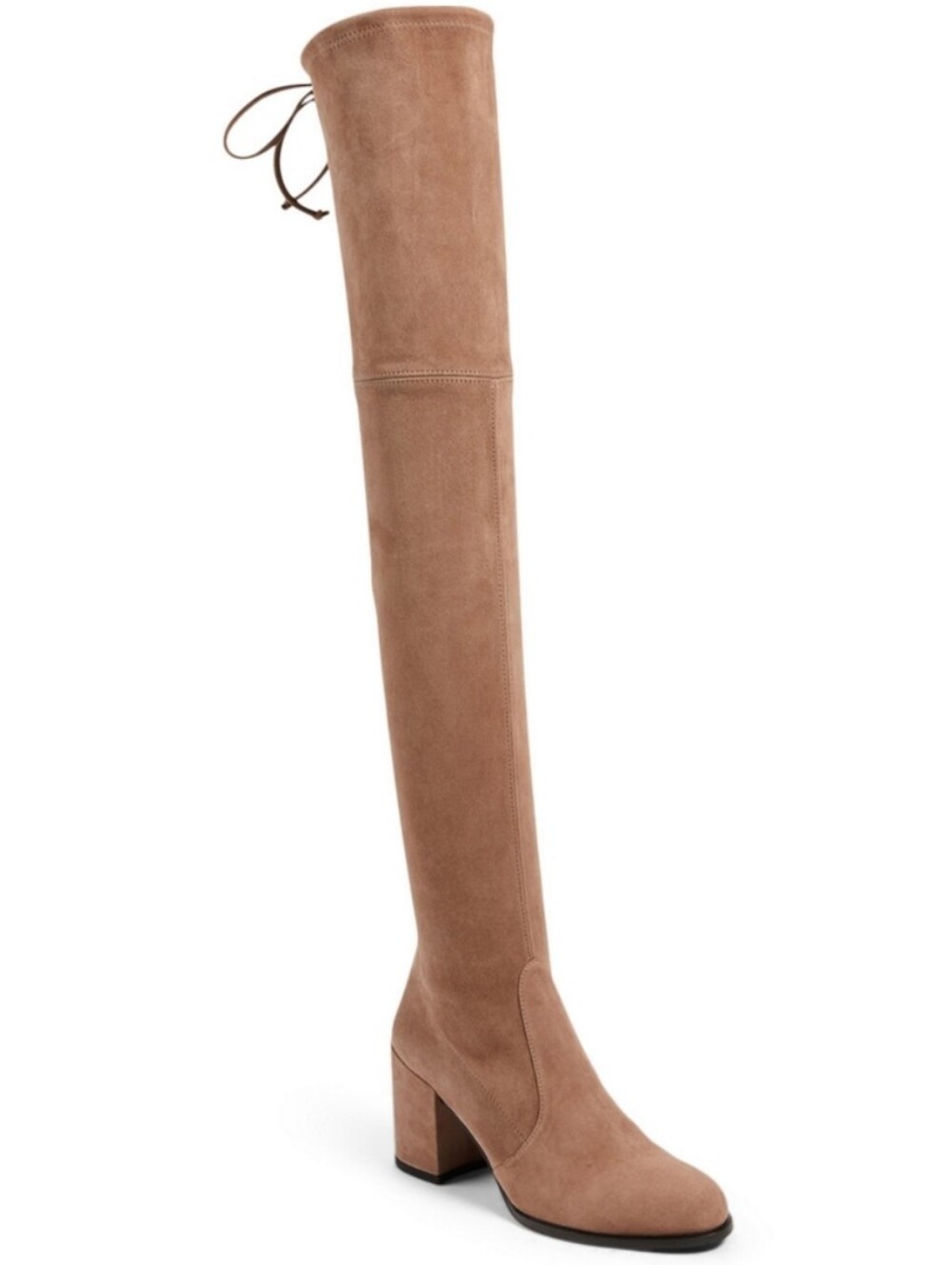 STUART WEITZMAN TIELAND TAN SUEDE HIGH STRETCH BOHO BLOCK HEEL BOOTS, US 6.5
